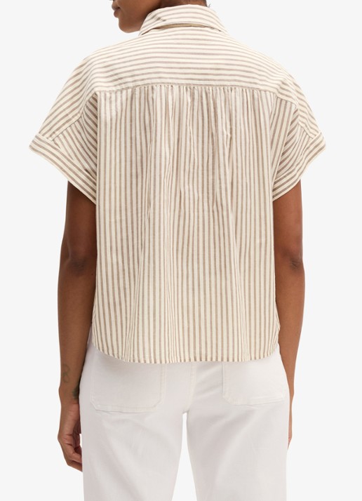 Marc O'Polo Blouse met streepprint en borstzak - achterkant 5 light beige-2673 / beige