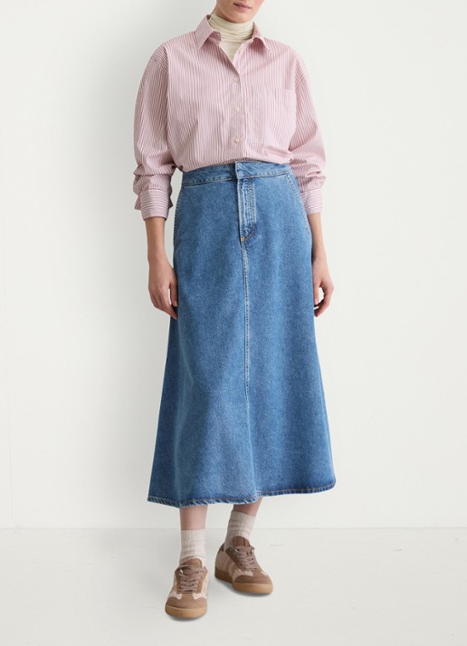 Marc O'Polo Blouse met streepprint - voorkant 3 rood