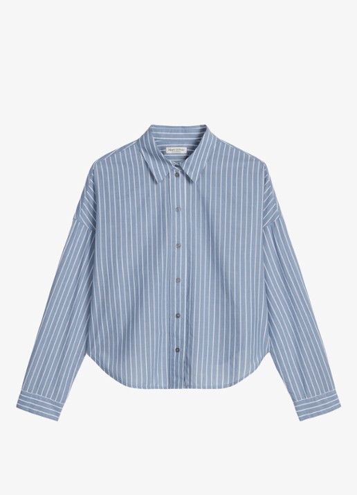 Marc O'Polo Blouse met streepprint - voorkant blauw