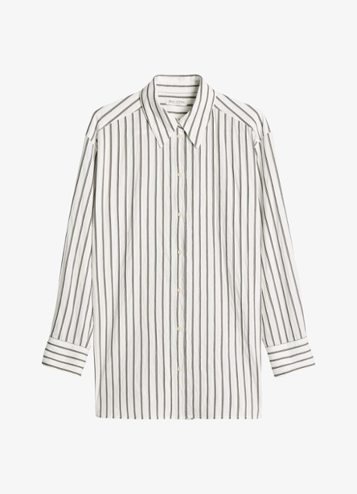 Marc O'Polo Blouse met streepprint - voorkant 4 middengrijs