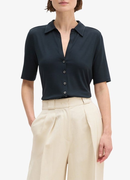 Marc O'Polo Blouse met wide spread kraag
