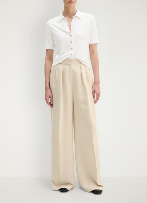 Marc O'Polo Blouse met wide spread kraag - voorkant 3 wit