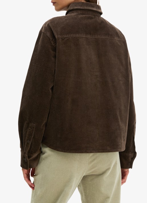 Marc O'Polo Blouse van coduroy met borstzak - achterkant 5 burnt coffee / bruin