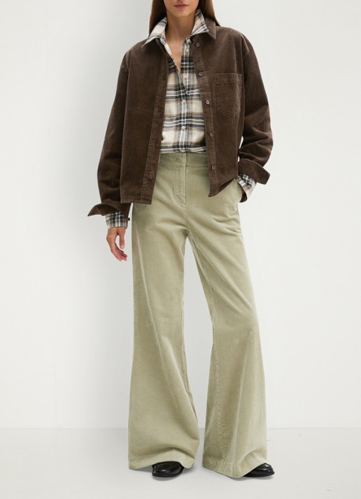 Marc O'Polo Blouse van coduroy met borstzak - voorkant 4 burnt coffee / bruin