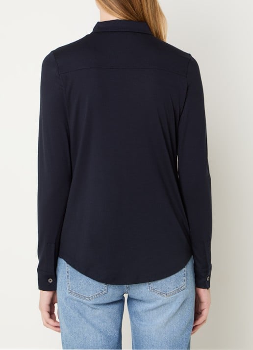 Marc O'Polo Blouse van jersey met stretch - achterkant 2 donkerblauw