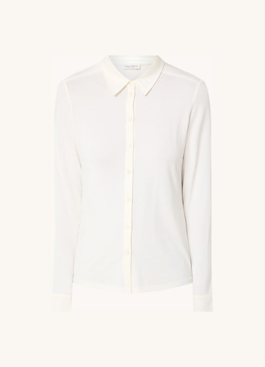 Marc O'Polo Blouse van jersey met stretch - voorkant 3 gebroken wit