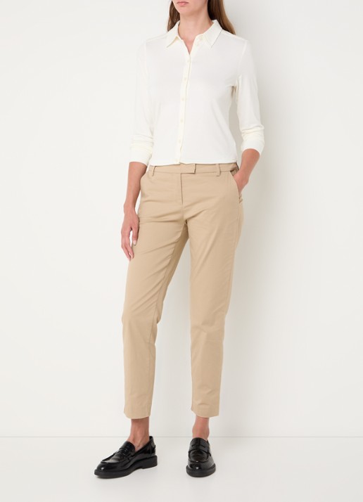 Marc O'Polo Blouse van jersey met stretch - voorkant 4 gebroken wit