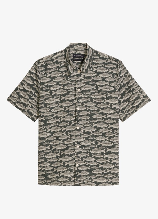 Marc O'Polo Blouse van katoen met print - voorkant bright green_multi_13-3675 / groen