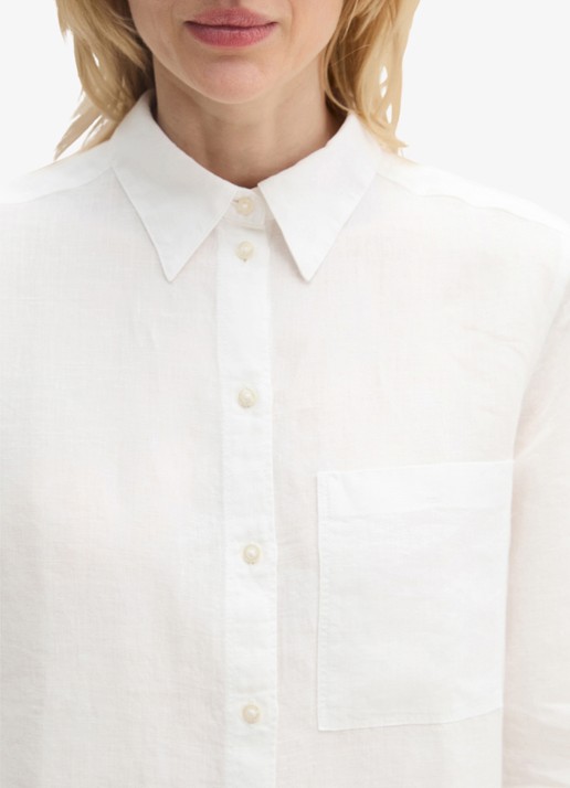 Marc O'Polo Blouse van linnen met borstzak - detail 5 wit