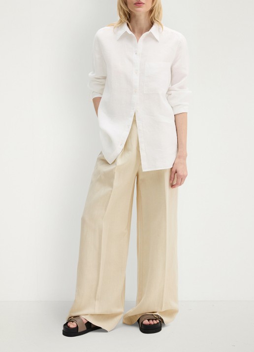 Marc O'Polo Blouse van linnen met borstzak - voorkant 3 wit