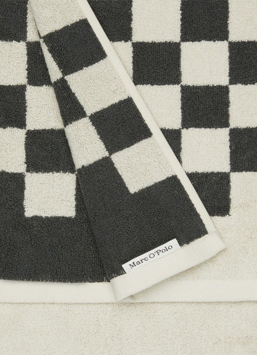 Marc O'Polo Checker badhanddoek - 550 gr/m2 - voorkant 2 antraciet
