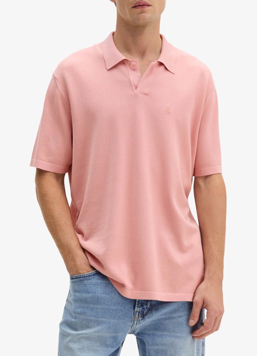 Marc O'Polo Comfort fit polo met logoborduring - detail rose mauve-8181 / roze