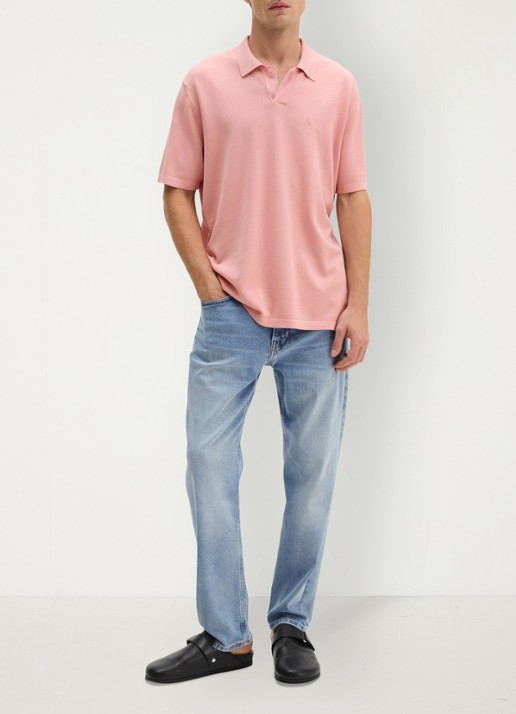 Marc O'Polo Comfort fit polo met logoborduring - voorkant 5 rose mauve-8181 / roze