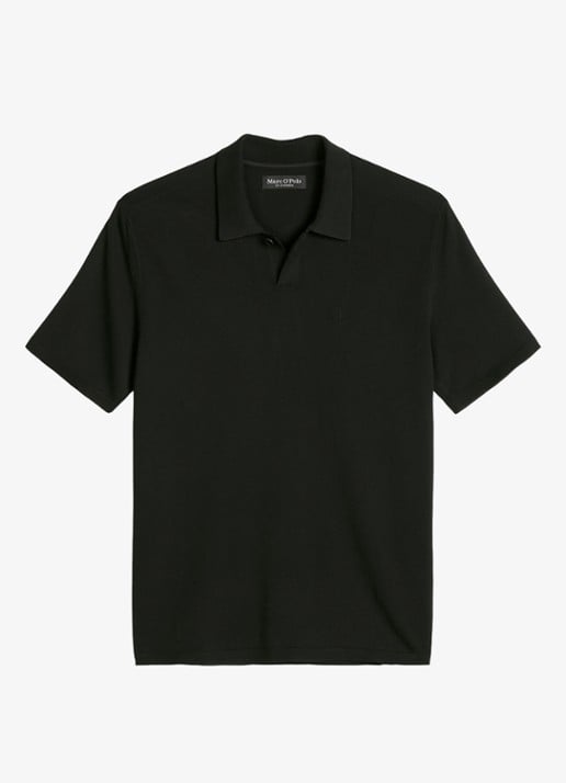 Marc O'Polo Comfort fit polo met logoborduring - voorkant 2 black-0001 / zwart
