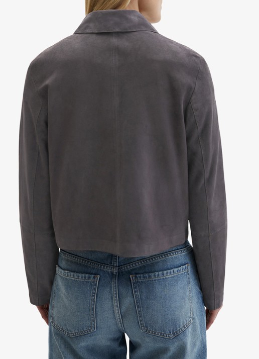 Marc O'Polo Cropped jack met steekzakken - achterkant donkergrijs