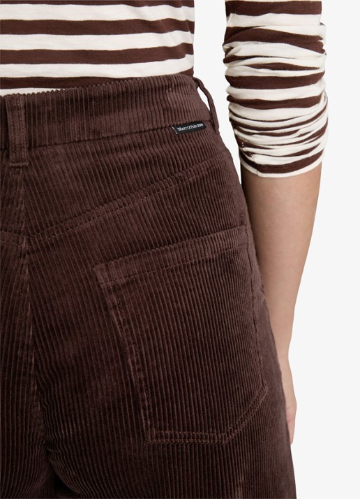 Marc O'Polo Denim Airin high waist wide fit broek van corduroy  - detail 2 kastanjebruin