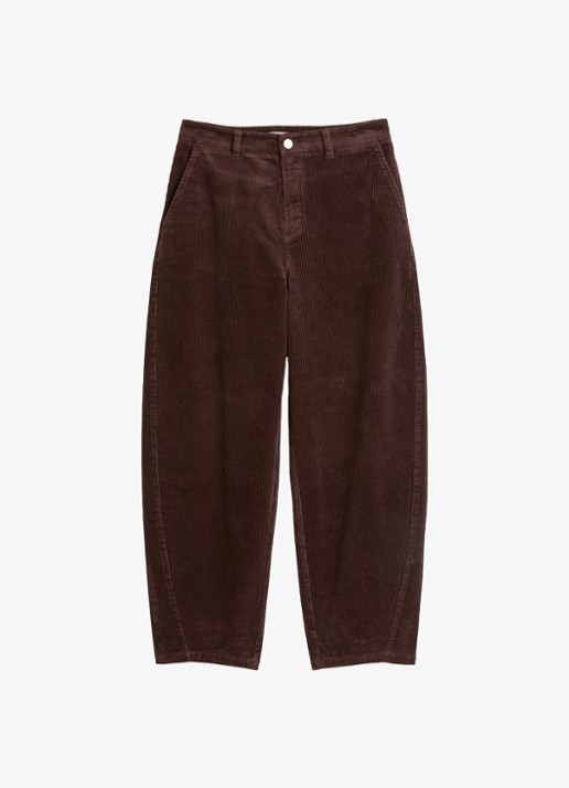 Marc O'Polo Denim Airin high waist wide fit broek van corduroy  - voorkant 4 kastanjebruin