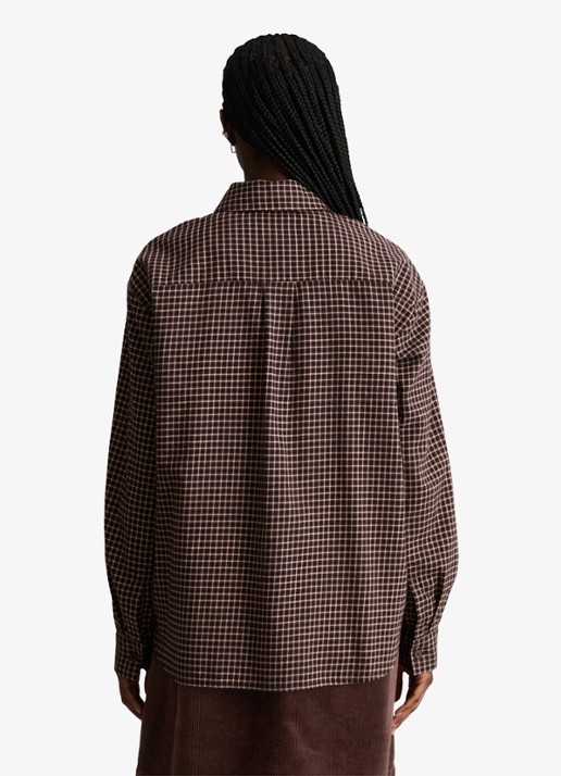 Marc O'Polo Denim Blouse met ruitdessin  - achterkant 3 zwart