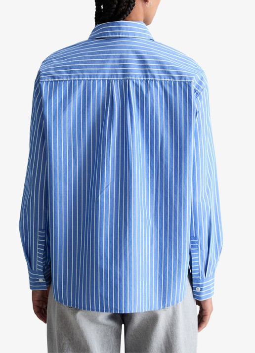 Marc O'Polo Denim Blouse met streepprint en borstzak - achterkant blauw