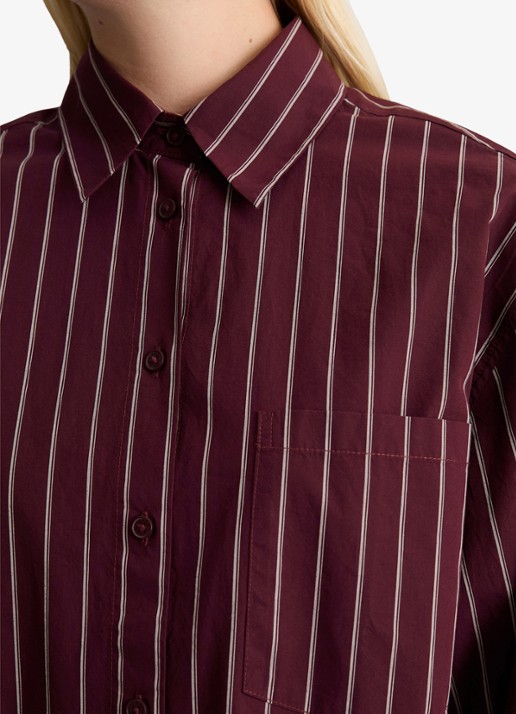 Marc O'Polo Denim Blouse met streepprint - detail 5 donkerrood