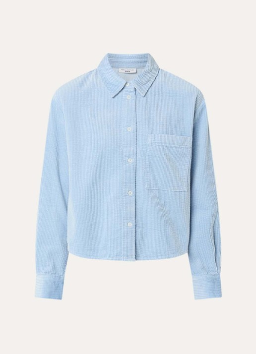 Marc O'Polo Denim Blouse van corduroy - voorkant 3 lichtblauw