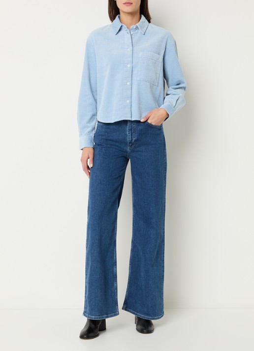 Marc O'Polo Denim Blouse van corduroy - voorkant 4 lichtblauw