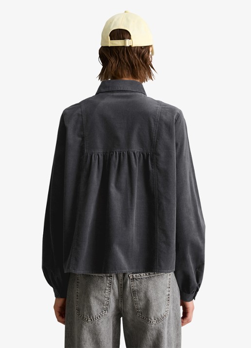 Marc O'Polo Denim Blouse van corduroy - achterkant 5 donkergrijs