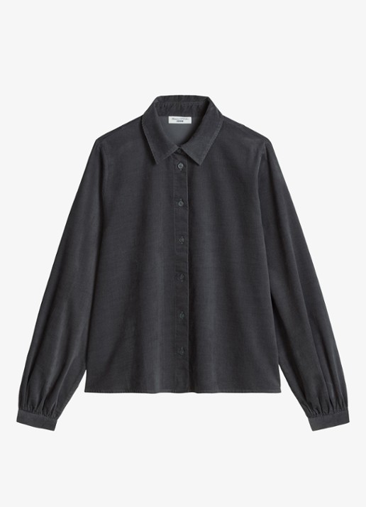 Marc O'Polo Denim Blouse van corduroy - voorkant 3 donkergrijs