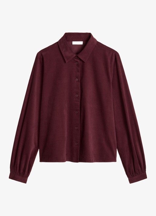 Marc O'Polo Denim Blouse van corduroy - voorkant 2 bordeauxrood