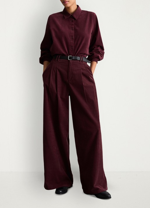 Marc O'Polo Denim Blouse van corduroy - voorkant 3 bordeauxrood