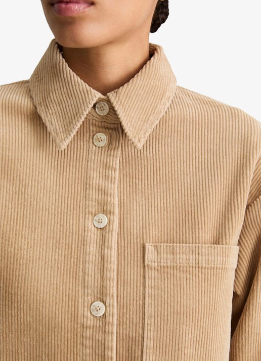 Marc O'Polo Denim Blouse van corduroy  - detail 2 zand