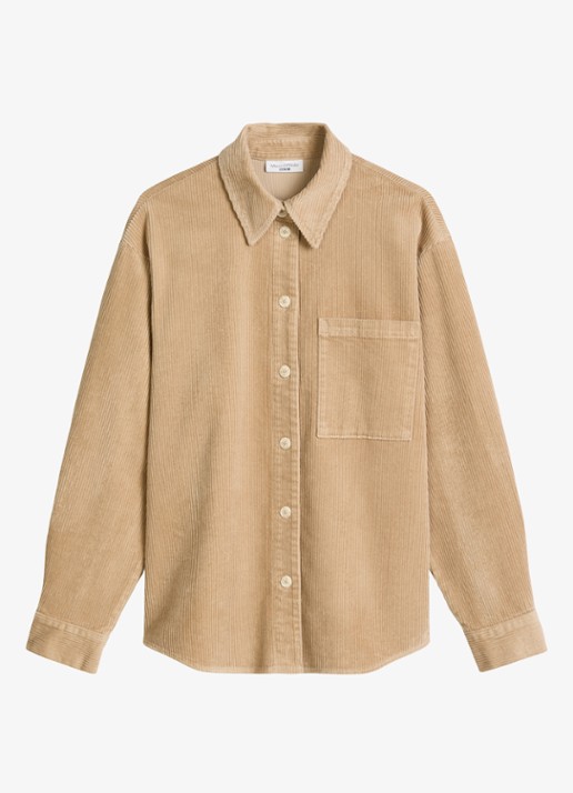 Marc O'Polo Denim Blouse van corduroy  - voorkant 3 zand