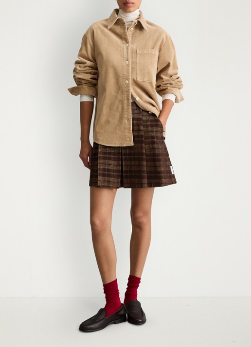 Marc O'Polo Denim Blouse van corduroy  - voorkant 4 zand