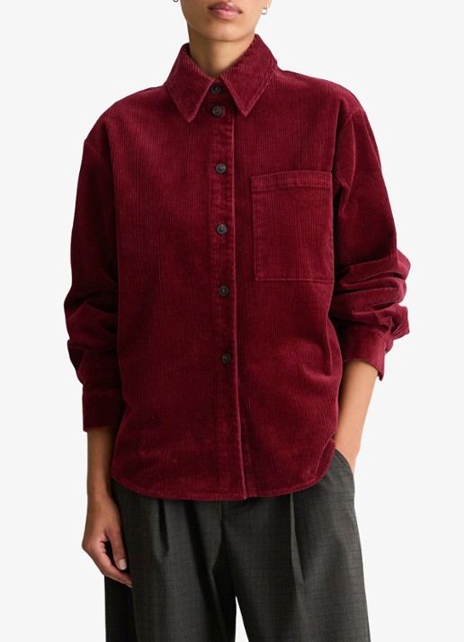 Marc O'Polo Denim Blouse van corduroy  - detail kersenrood