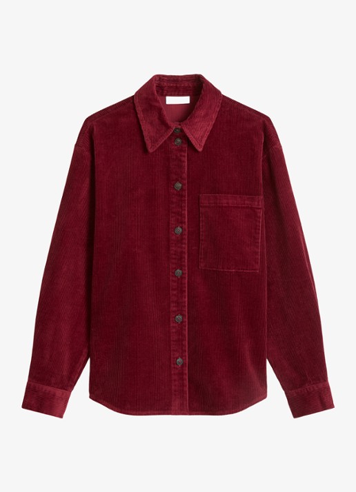 Marc O'Polo Denim Blouse van corduroy  - voorkant 3 kersenrood