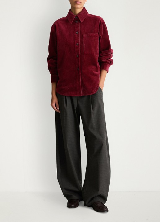 Marc O'Polo Denim Blouse van corduroy  - voorkant 4 kersenrood