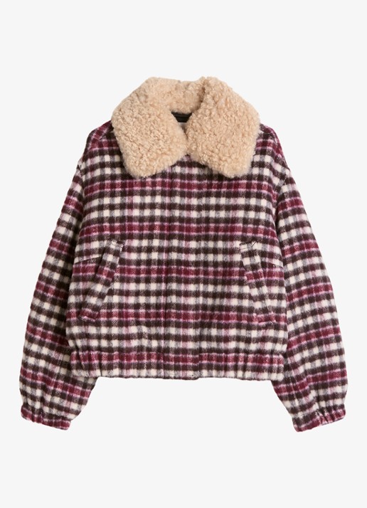 Marc O'Polo Denim Bomberjack met ruitdessin  - voorkant 3 rood