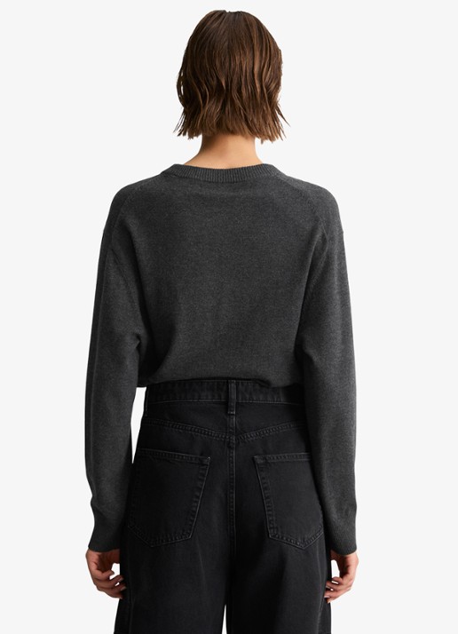 Marc O'Polo Denim Fijngebreid vest met gemêleerd dessin - achterkant 5 donkergrijs