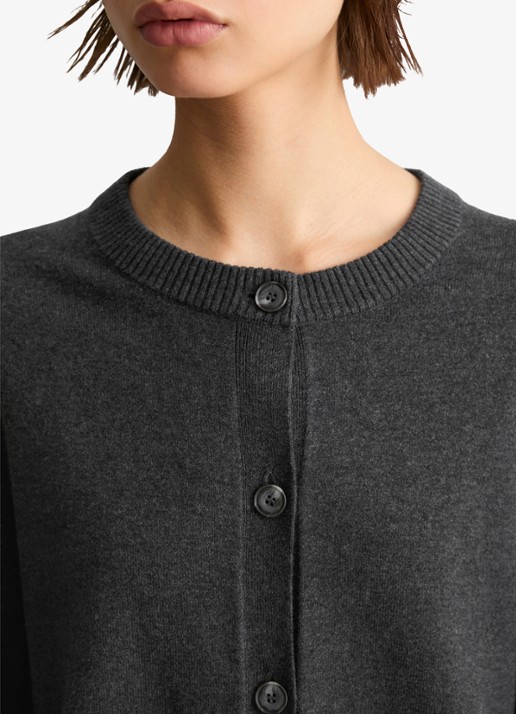 Marc O'Polo Denim Fijngebreid vest met gemêleerd dessin - detail 2 donkergrijs