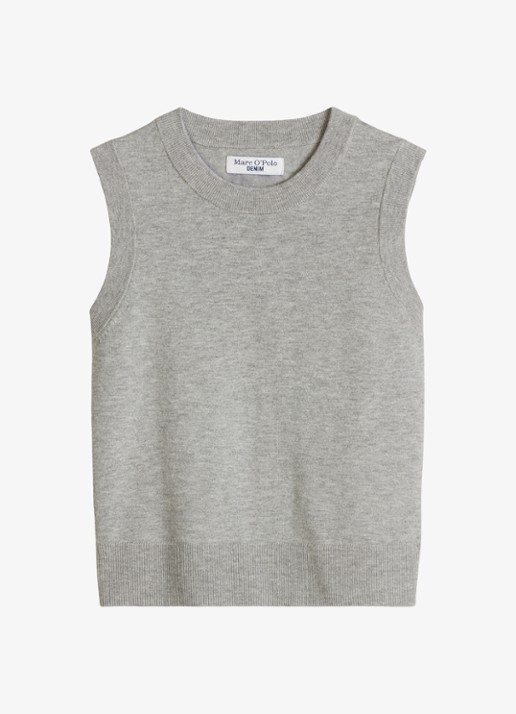 Marc O'Polo Denim Fijngebreide spencer met gemêleerd dessin - voorkant 3 lichtgrijs