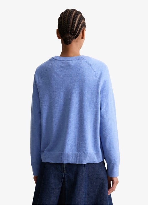 Marc O'Polo Denim Fijngebreide sweater met gemêleerd dessin  - achterkant 3 staalblauw