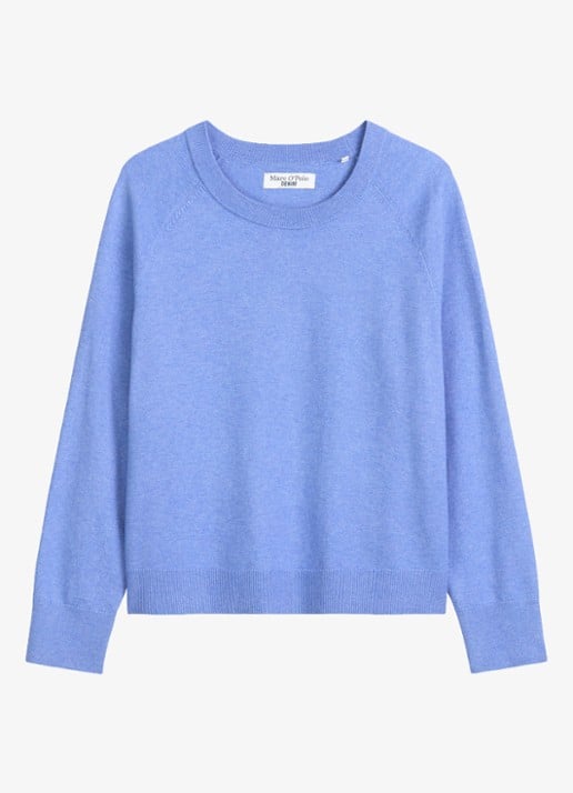 Marc O'Polo Denim Fijngebreide sweater met gemêleerd dessin  - voorkant staalblauw