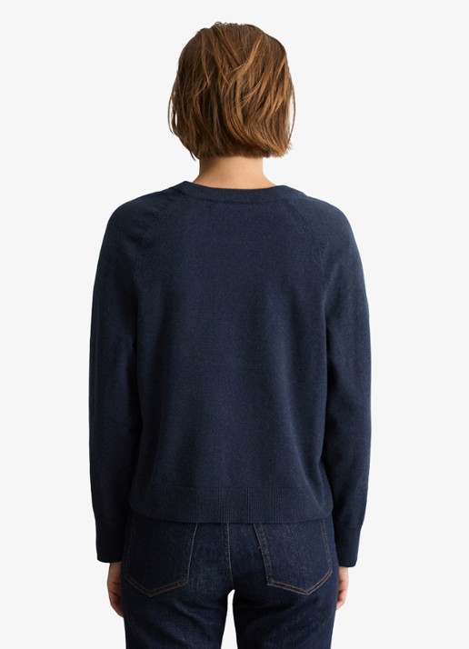Marc O'Polo Denim Fijngebreide sweater met gemêleerd dessin  - achterkant 5 donkerblauw