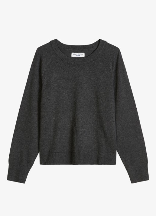 Marc O'Polo Denim Fijngebreide sweater met gemêleerd dessin  - voorkant donkergrijs