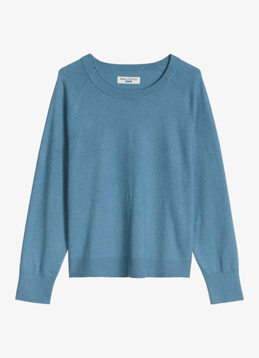 Marc O'Polo Denim Fijngebreide sweater met gemêleerd dessin  - voorkant blauw