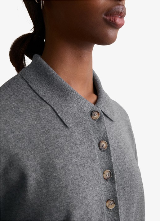 Marc O'Polo Denim Fijngebreide trui in katoenblend - detail 4 grijs