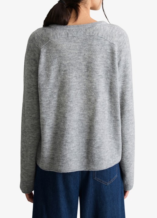 Marc O'Polo Denim Fijngebreide trui in wolblend - achterkant 3 lichtgrijs