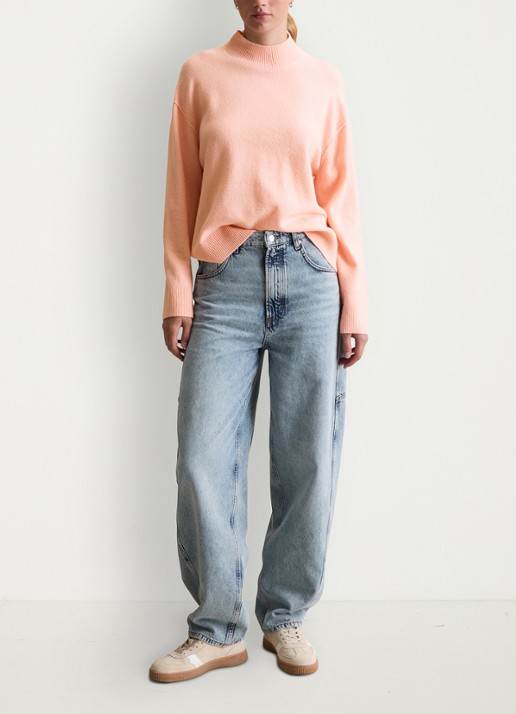 Marc O'Polo Denim Fijngebreide trui met opstaande kraag - voorkant 2 rose powder / roze