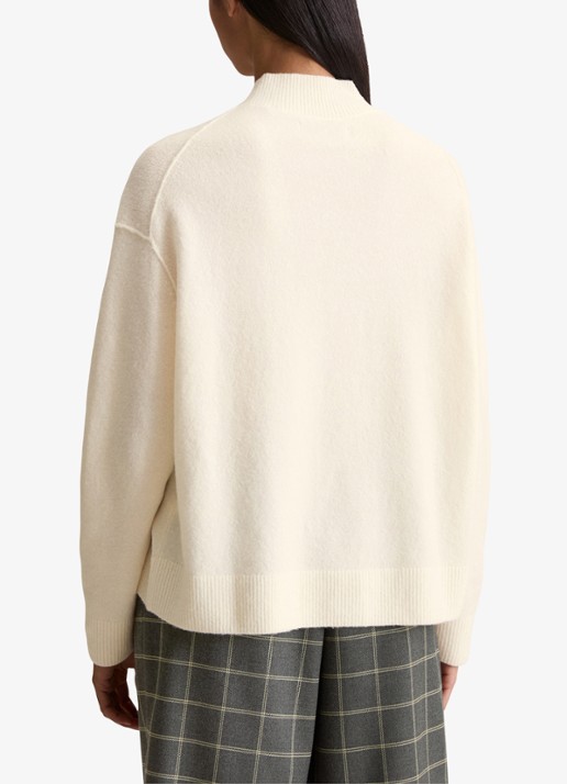 Marc O'Polo Denim Fijngebreide trui met opstaande kraag - achterkant 5 white blush / creme