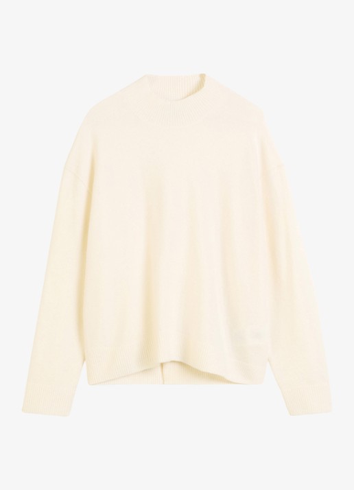 Marc O'Polo Denim Fijngebreide trui met opstaande kraag - voorkant white blush / creme